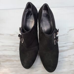 STUARR WEITZMAN WOMEN'S PLATFORM BOOTIES SIZE 6M BLACK 4" HEEL